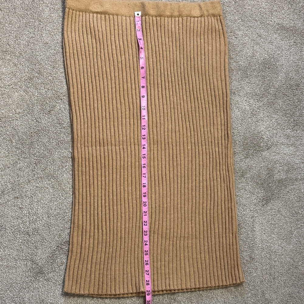 Tan Ribbed Knit Skirt - Picture 2 of 3